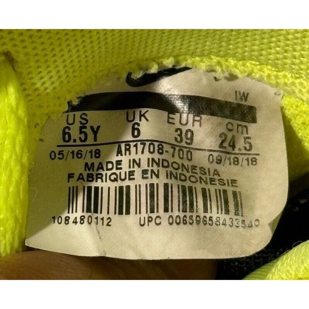 Nike Air Force 1 '07 LV8 Overbranding Yellow Volt Neon 2018 Size 6.5Y AJ7747-70